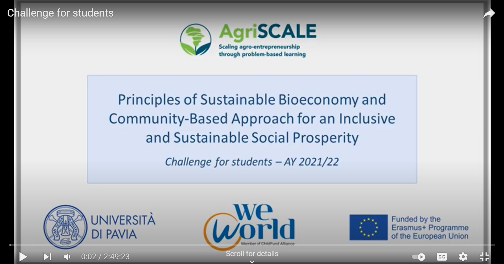 WeWorld and University of Pavia Challenge for Students. Part 1